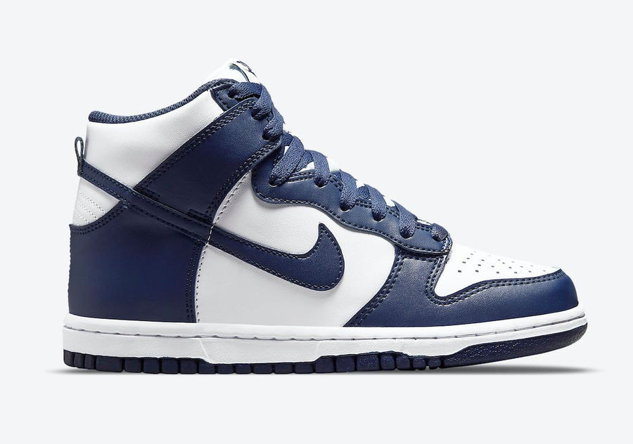 Nike Dunk High GS Midnight Navy sneaker, wit met marineblauw